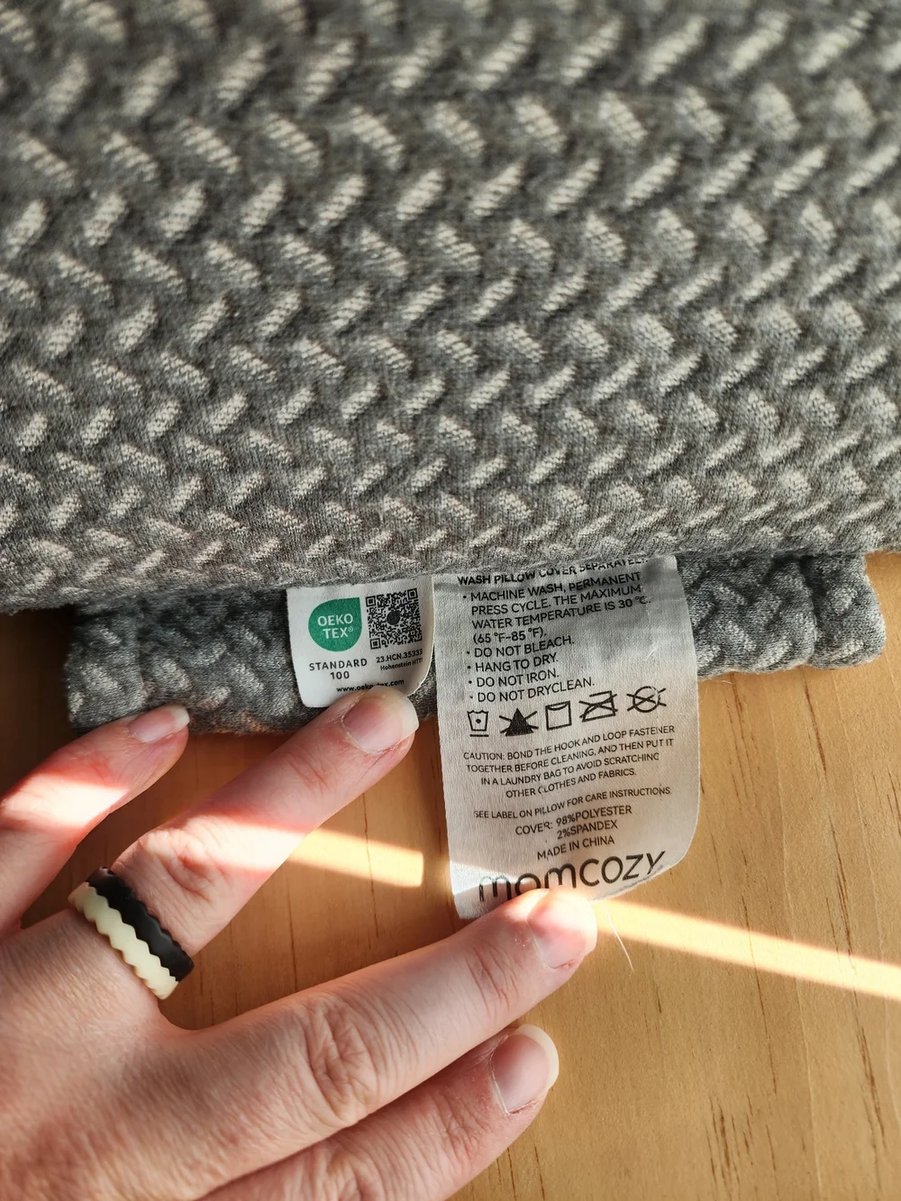 Momcozy Portable W-Shaped Pregnancy Wedge Pillow Side Sleeper Grey